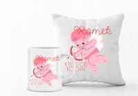 Walentynkowy Zestaw PODUSZKA i KUBEK prezent dla niej niego TWÓJ TEKST IMIĘ