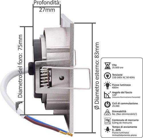 Led Wpuszczany Spot 4W 83X83Mm Ip44 2700K 9 Szt. na Arena.pl