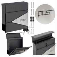 Skrzynka Pocztowa Na Listy Ogrodzenie Antracyt Stal Nierdzewna Duża