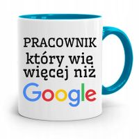 Pracownika Kubek Błękitny Który Wie Więcej Z Nadrukiem Ze Zdjęciem