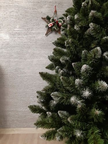 CHOINKA SZTUCZNA ZIELONA JODŁA Z BIAŁYMI KOŃCAMI 180 cm GĘSTA + STOJAK na Arena.pl