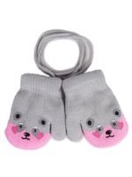 Rękawiczki dziewczęce jednopalczaste ze sznurkiem z pandą 12 cm YOCLUB
