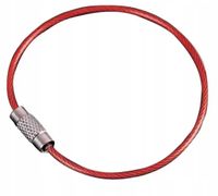 Brelok pętla CZERWONA linka stalowa w pcv Pętelka na KLUCZE Akcesoria 15 cm