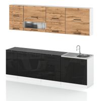 Meble Kuchenne Modułowe Kuchnia Robo Lux 2.6m Zestaw Wotan Czarny Połysk