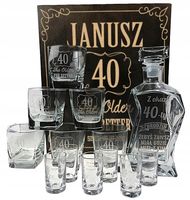 ZESTAW VIP PUDEŁKO KARAFKA KIELISZKI SZKLANKI PREZENT NA URODZINY IMIENINY