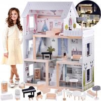 Drewniany domek dla lalek w stylu Boho led ZA4131