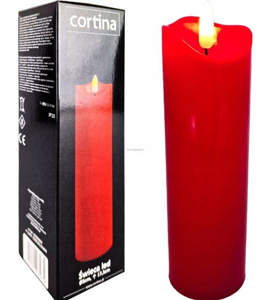 Wkład świeca LED czerwona 17,5cm zdjęcie 1