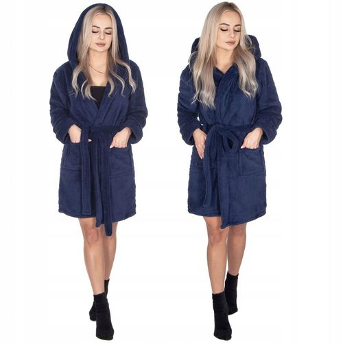 SZLAFROK DAMSKI CIEPŁY Z KAPTUREM R.S/M WIĄZANY W TALII GRUBY DŁUGI MIĘKKI na Arena.pl