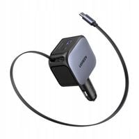 Ładowarka samochodowa Ugreen EC604 145W 2xUSB-C + USB Wbudowany kabel