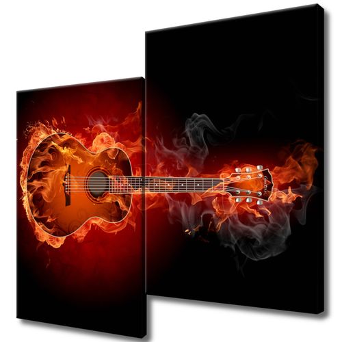 Obraz Na Ścianę 80X70 Płonąca Gitara Gitara W Ogn na Arena.pl