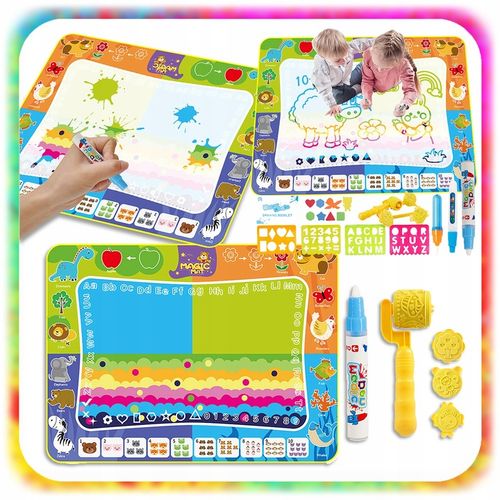 MATA WODNA DO MALOWANIA RYSOWANIA 120x90 Pieczątki Formy Pisaki ZESTAW XXL na Arena.pl