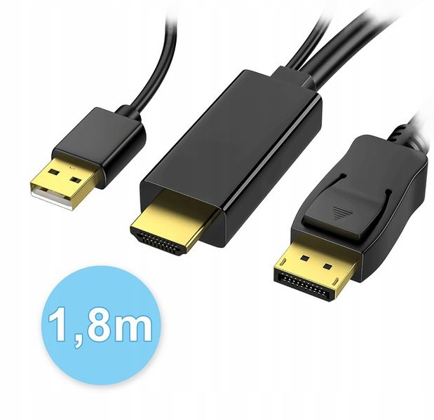 Przewód kabel konwerter z HDMI na DISPLAYPORT DP 4K 60Hz 1,8m Reagle zdjęcie 7
