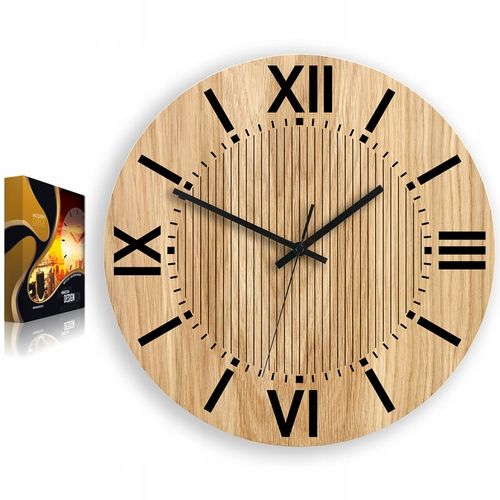 ZEGAR ŚCIENNY drewniany SANTIAGO 33 cm- czytelny - do salonu, ULTRA CICHY na Arena.pl