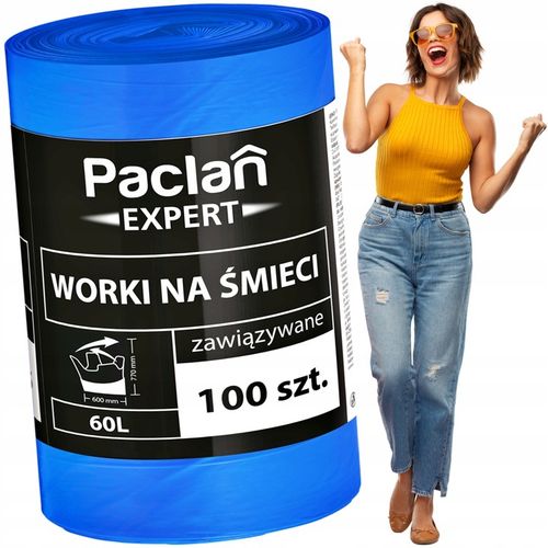 Worki na śmieci uniwersalne Paclan EXPERT 60 L - 600 szt. - 6 rolek x 100 na Arena.pl