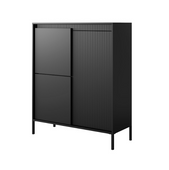 Komoda Ryflowana 3- Drzwiowa 3D 103 cm Czarna SINTO LS