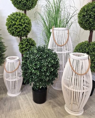 LAMPION BAMBUSOWY RATTANOWY LATARNIA 85 CM BIAŁY na Arena.pl