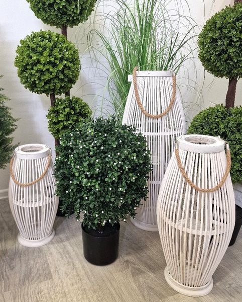 LAMPION BAMBUSOWY RATTANOWY LATARNIA 85 CM BIAŁY zdjęcie 2