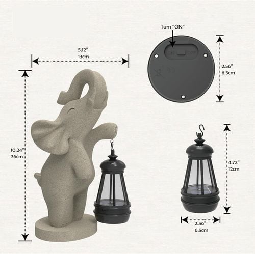 Figurka Ogrodowa Słoń z Latarnią Żywica Szara Dekoracja 26 x 13 cm na Arena.pl