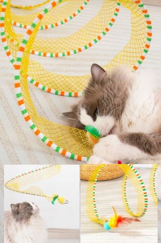 TUNEL DLA KOTA ZABAWKA SPRĘŻYNKA MYSZKA PIÓRKA 2w1 na Arena.pl