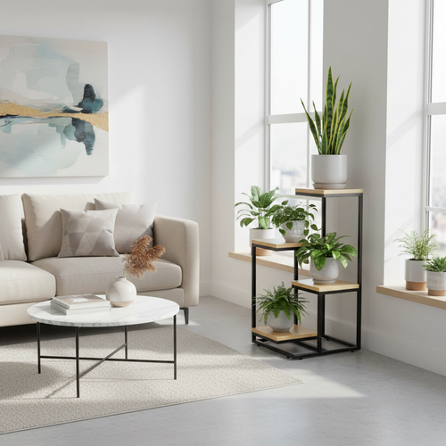 Kwietnik wolnostojący na kwiatki rośliny 4 poziomy metalowy rustykalny 76cm na Arena.pl