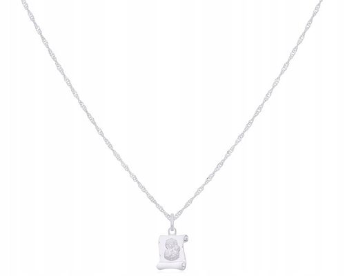 ŁAŃCUSZEK SREBRNY DLA DZIEWCZYNKI MEDALIK MATKA BOSKA + GRAWER dł.42 cm 925 na Arena.pl