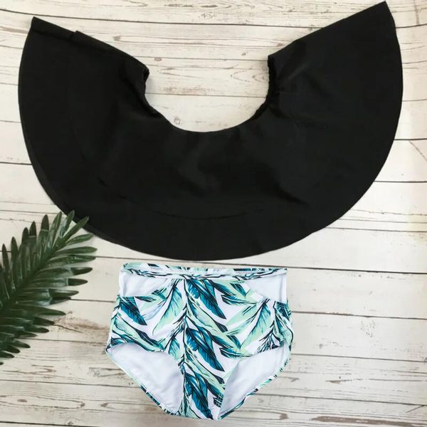 Strój kąpielowy kostium bikini dwuczęściowe hiszpanka falbana wysoki stan l zdjęcie 2