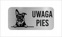 GRAWER Tabliczka nierdzewna 20x10 UWAGA PIES OWCZAREK NIEMIECKI