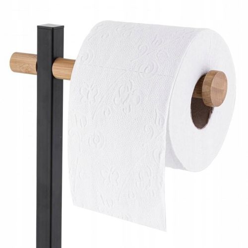 Stojak uchwyt na papier toaletowy i szczotkę do WC czarny loft bambus na Arena.pl