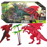 Zestaw Dinozaurów 4 Figurki 2 Drzewka Efekty Dźwiękowe I Świetlne Rs005-3