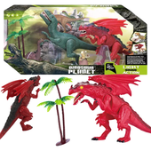 ZESTAW DINOZAURÓW 4 FIGURKI 2 DRZEWKA EFEKTY DŹWIĘKOWE I ŚWIETLNE RS005-3