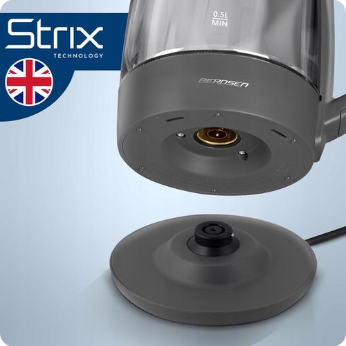 CZAJNIK ELEKTRYCZNY SZKLANY SZARY 2200W PANEL DOTYKOWY 1,7L BERDSEN na Arena.pl