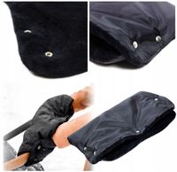 Mufka rękawiczki do wózka sanek ciepłe plusz na mróz wiatr polarowe czarna