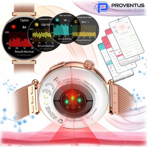 ZEGAREK SMARTWATCH DAMSKI FUNKCJA ROZMOWY EKG CIŚNIENIE MENU PL KARDIOWATCH na Arena.pl