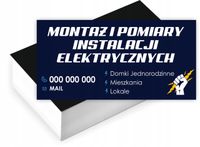 Wizytówki firmowe reklamowe 200szt MONTAŻ POMIARY INSTALACJI ELEKTRYCZNYCH