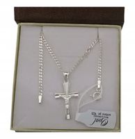 ŁAŃCUSZEK SREBRNY 925 KRZYŻYK KOMUNIA CHREZST