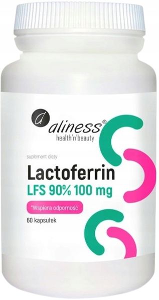 Aliness LAKTOFERYNA Lactoferrin LFS 90% 100 mg 60k Wchłanianie żelaza zdjęcie 1