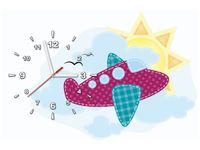 60CM 40CM ZEGAR OBRAZ FIOLETOWY SAMOLOT DRUK PŁÓTNO RAMA