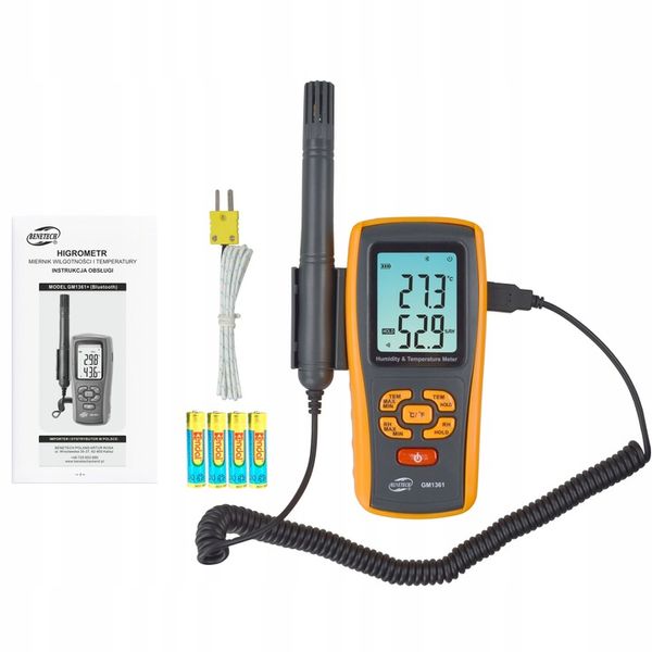 HIGROMETR WILGOTNOŚCIOMIERZ MIERNIK WILGOTNOŚCI TEMPERATUR POWIETRZA BT LCD zdjęcie 10