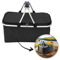 składany kosz termiczny na zakupy, piknik czarny 47x27x23cm kp01cz