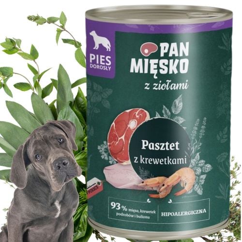 mokra karma dla psa pasztet krewetki i zioła pan mięsko hipoalergiczna 400g na Arena.pl