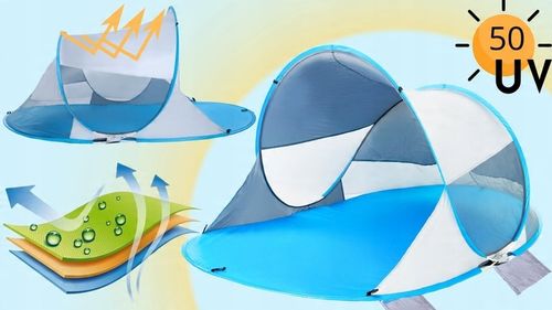 NAMIOT PLAŻOWY SAMOROZKŁADAJĄCY FILTR UV PARAWAN pop up ochrona na słońce na Arena.pl