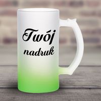 Kufel z mrożonego szkła z zielonym dnem z Twoim nadrukiem