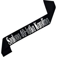 Szalona 40-latka z imieniem - czarna szarfa ze srebrnym nadrukiem