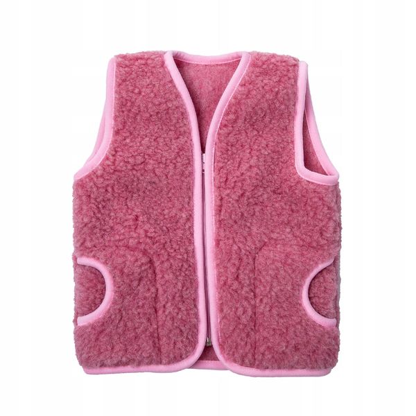 KAMIZELKA WEŁNIANA MERYNOS KOLOR RÓŻOWY 3-5 lat zdjęcie 1