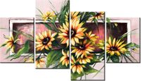 140CM 70 OBRAZ SŁONECZNIKI KORALU ŚCIENNY