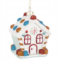 BOMBKA SZKLANA NA CHOINKĘ DOMEK ŚWIĄTECZNY CUKIERKOWY PREZENT NA ŚWIĘTA