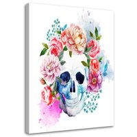 OBRAZ NA PŁÓTNIE Czaszka Kwiaty Kolorowy
