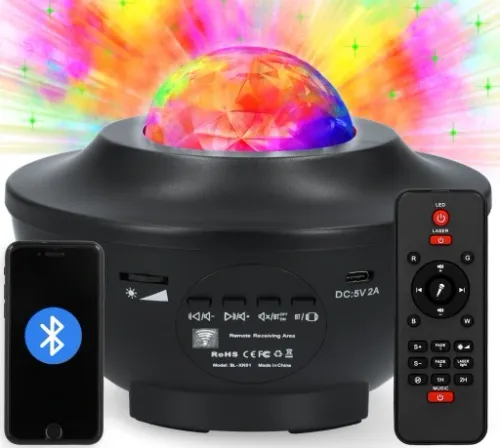 PROJEKTOR GWIAZD RZUTNIK NIEBA LAMPKA NOCNA LED GŁOŚNIK BLUETOOTH + PILOT na Arena.pl