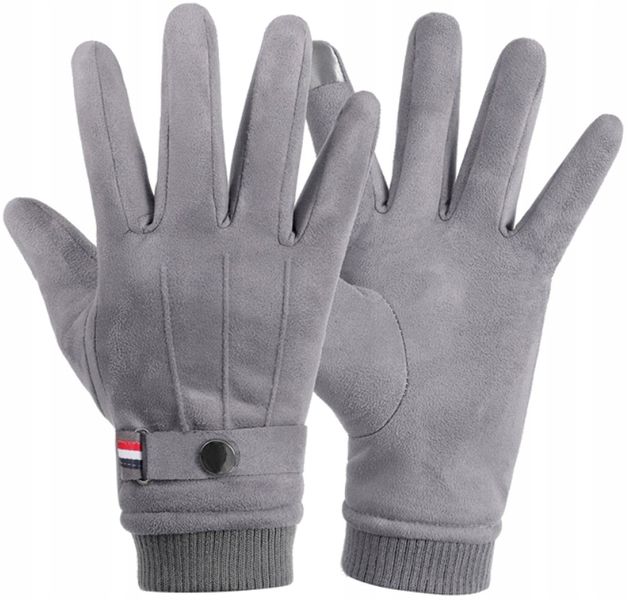 Rękawiczki Zamszowe Dotykowe Zimowe Ciepłe Męskie zdjęcie 4