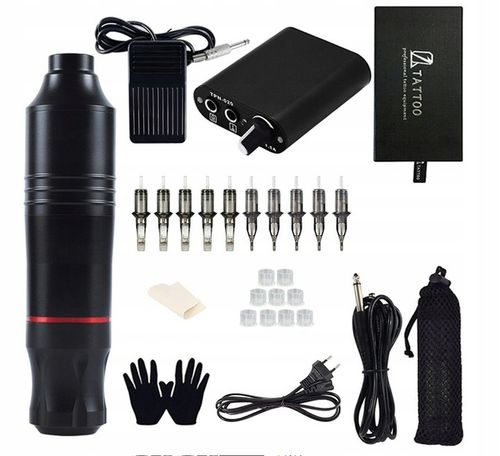 ZESTAW MASZYNKA DO TATUAŻU PEN ROTACYJNA TUSZ 37w1 dla początkujących na Arena.pl